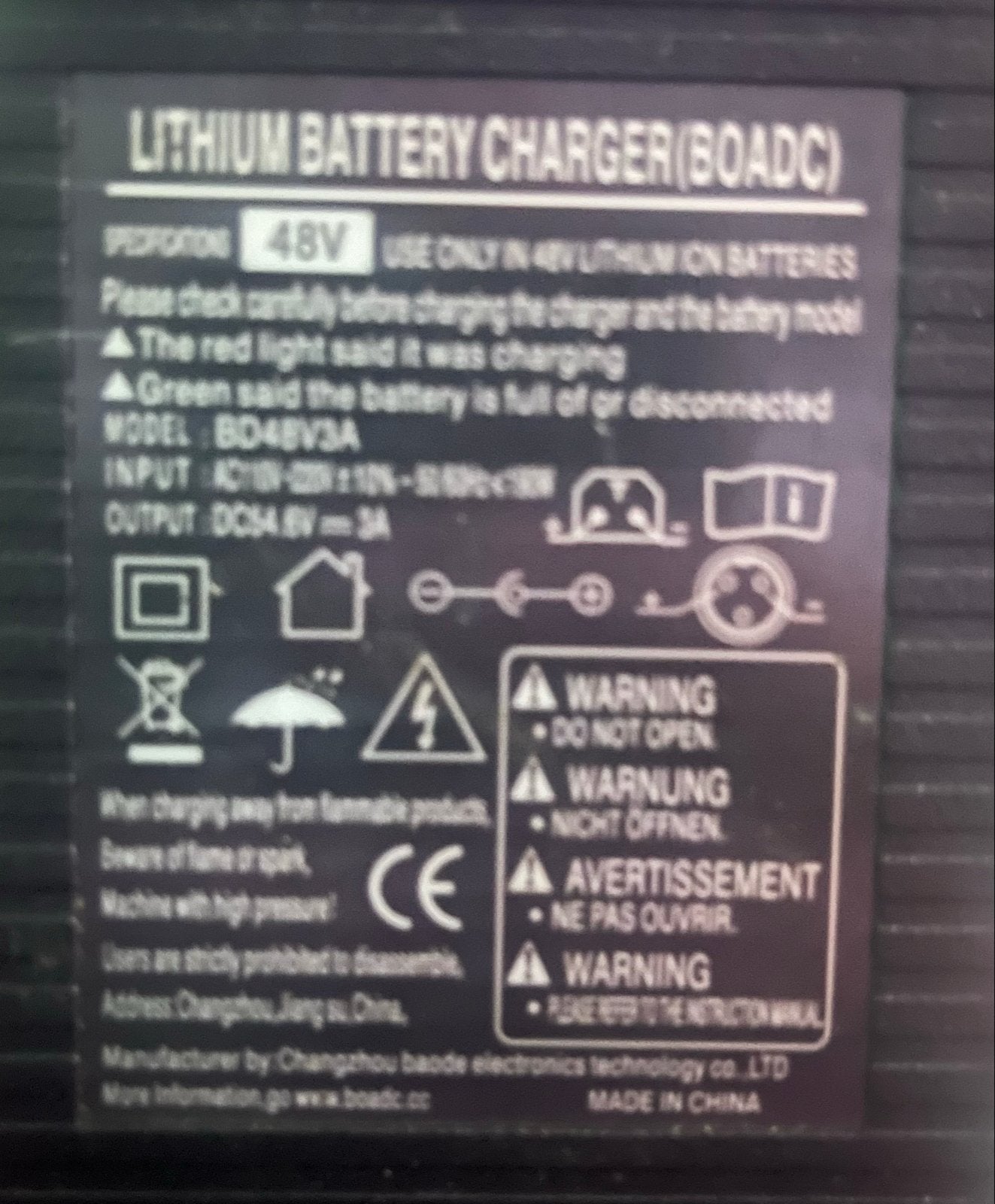 Fatbike Oplader 48V - Lithium Batterij Oplader, Gebruikt
