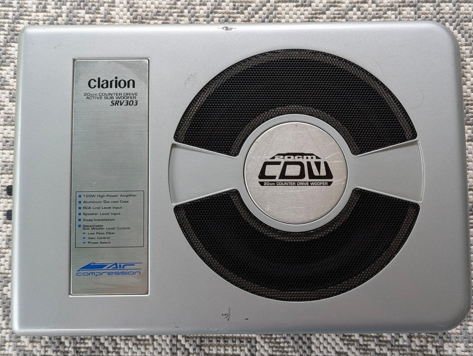 Clarion SRV303 Actieve Subwoofer (20cm / 120W), Auto diversen, Verzenden, Gebruikt