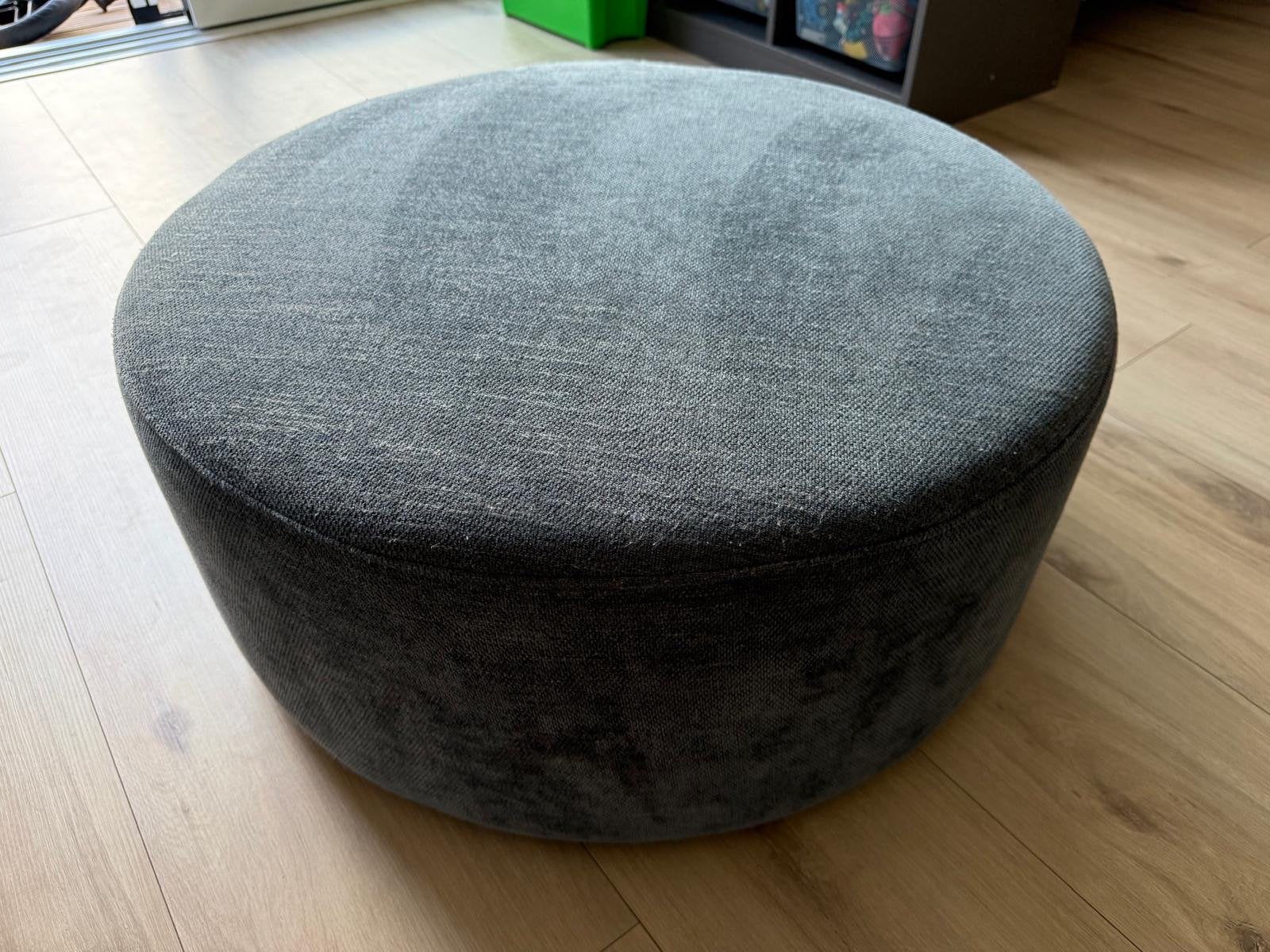 Salontafel Poef Blauw/Grijsachtig - Rond (80 cm), Huis en Inrichting, Ophalen, Gebruikt, Rond, 75 tot 100 cm