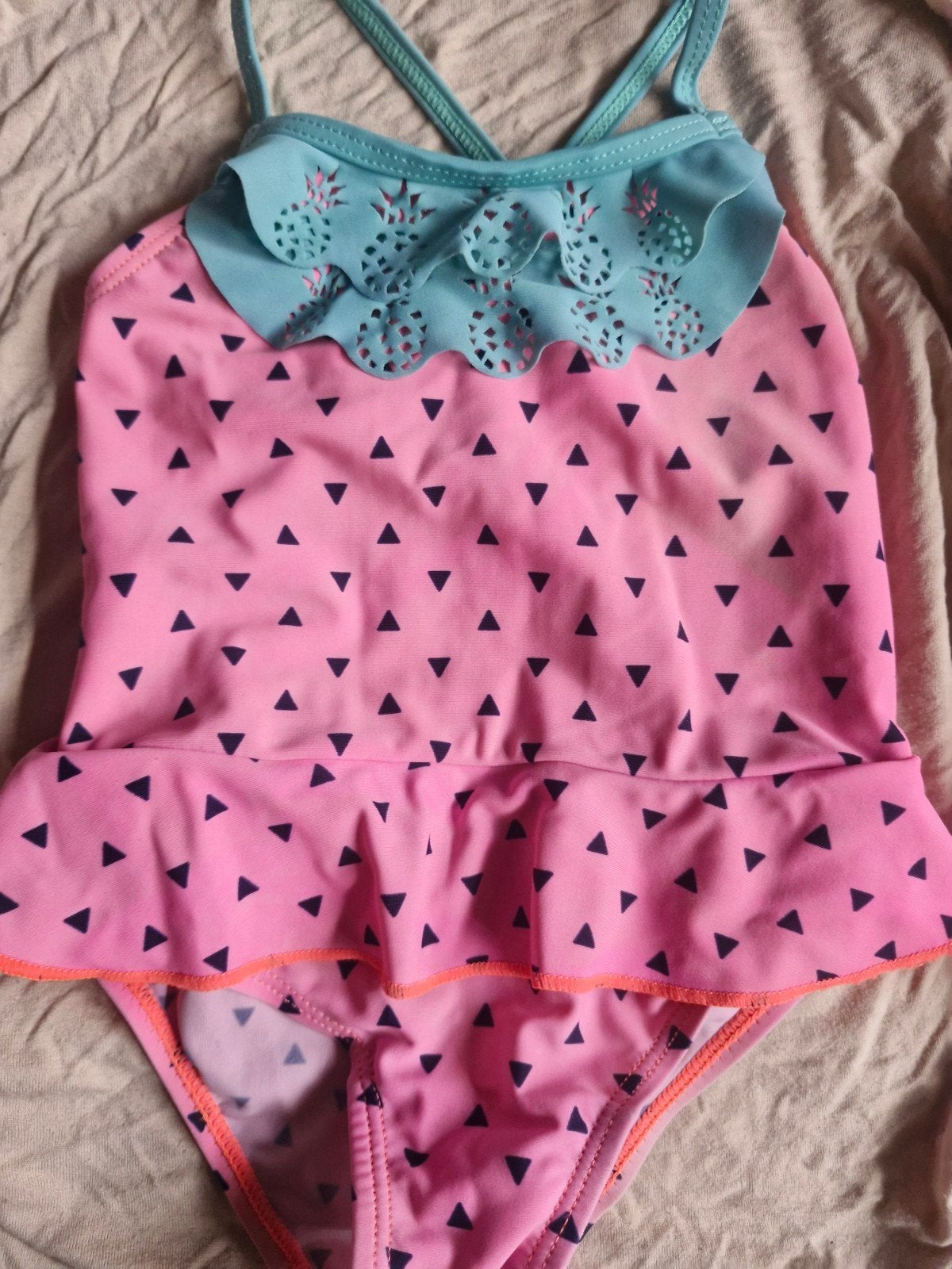 Roze badpak met ananasprint en ruches voor meisjes, Ophalen, Gebruikt, Meisje, Badpak