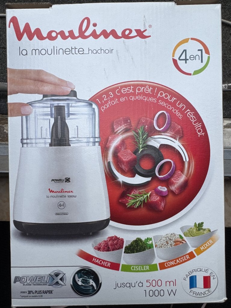Moulinex La Moulinette 1000W Hakmolen - Zo goed als nieuw, Witgoed en Apparatuur, Minder dan 1 liter, Ophalen of Verzenden, Zo goed als nieuw