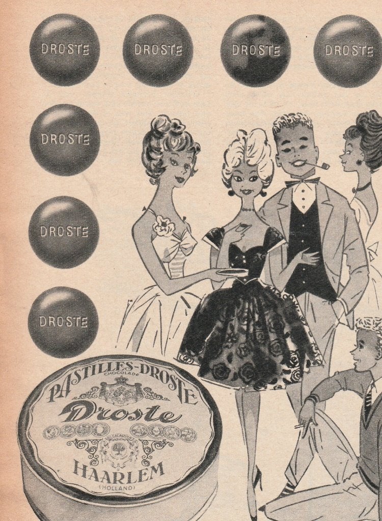 Retro reclame 1960 Droste chocolade nog een rondje dan, Verzenden, Overige typen