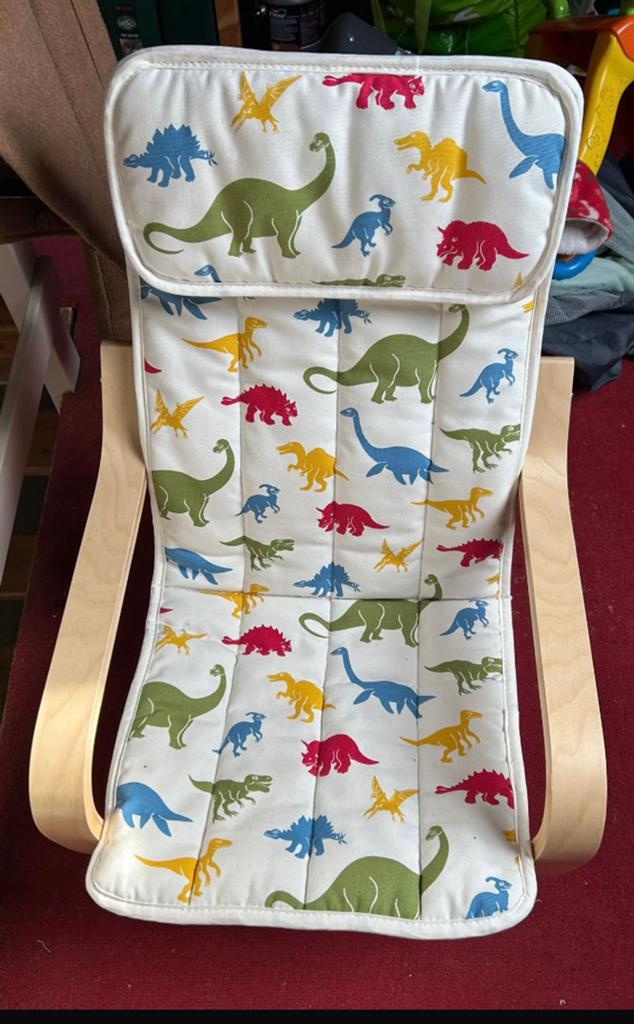 Ikea Poäng kinderfauteuil met dino bekleding, Ophalen, Gebruikt, Stoel(en)