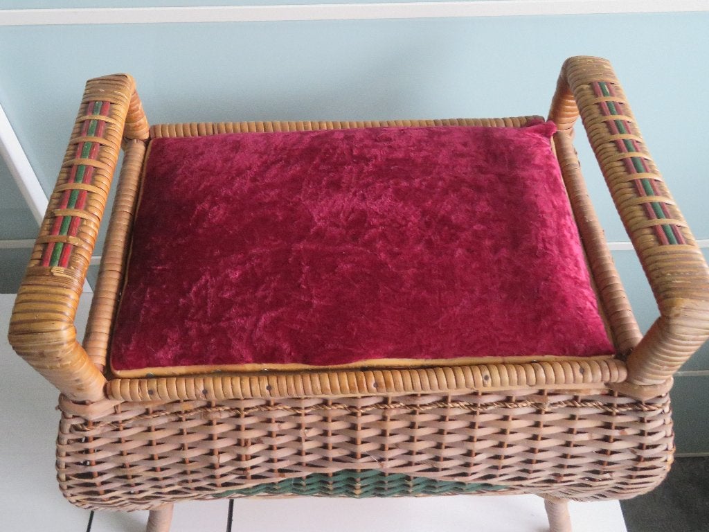 Vintage Rotan / Rieten NAAIMAND kan ook als zitje, Ophalen
