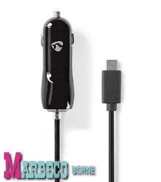 Telefoonlader, Autolader USB-C, Autoplug USB-C kabel, zwart