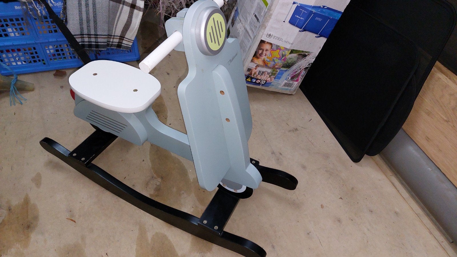 Houten hobbelscooter - Grijs, Ophalen, Gebruikt, Rij- of Hobbelspeelgoed