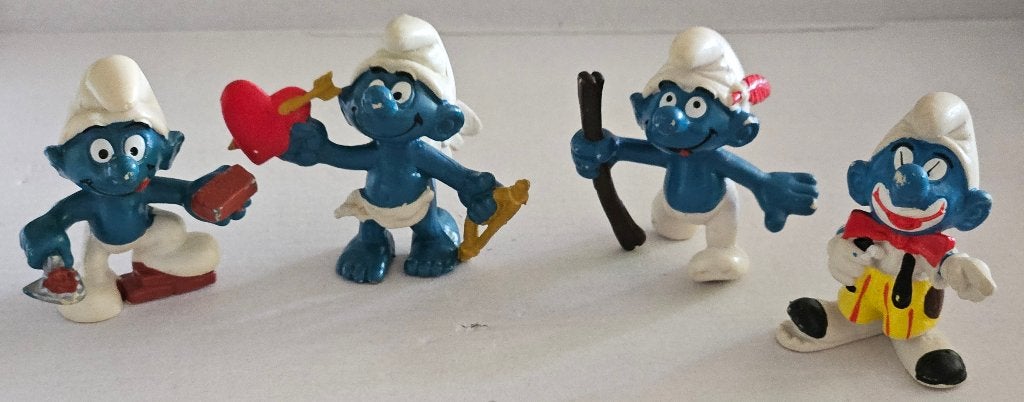 Schleich/Peyo  4 verschilende smurfen, Verzamelen, Smurfen, Ophalen of Verzenden, Gebruikt, Verschillende Smurfen