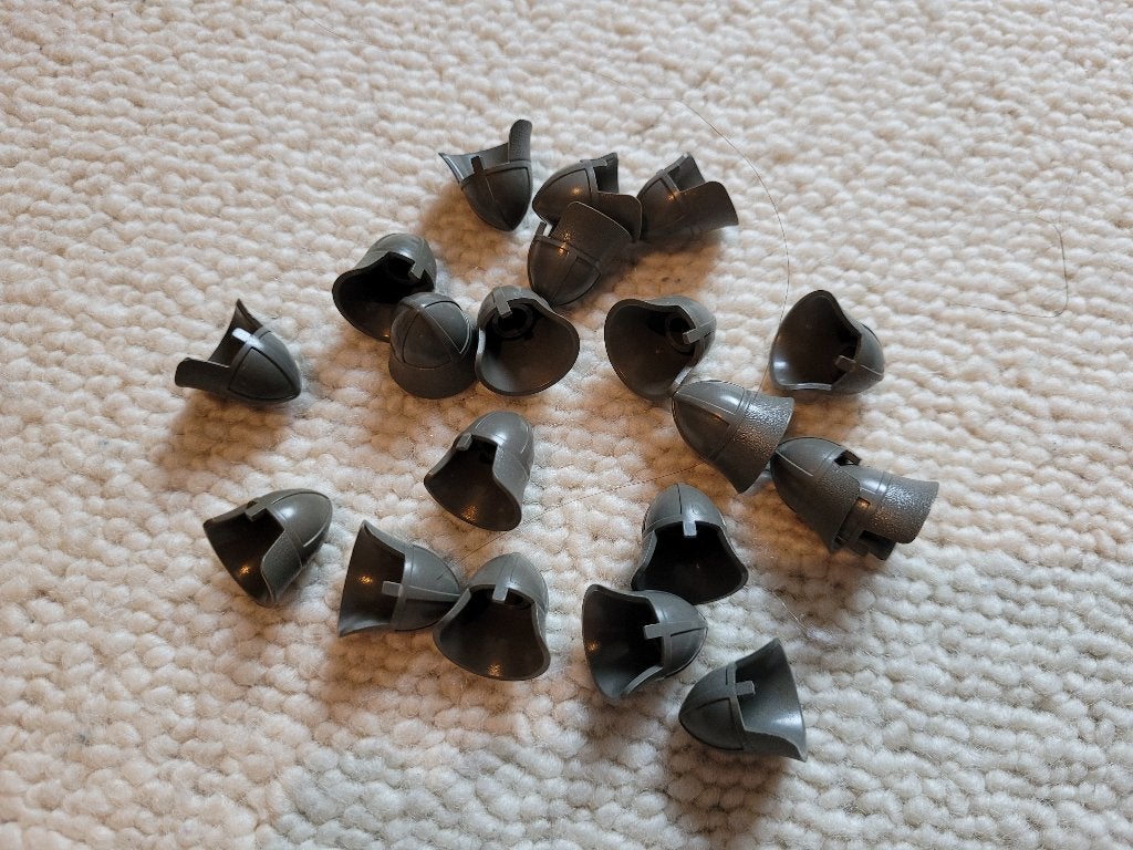 Partij M536=20x Lego ridder helmen donker grijs