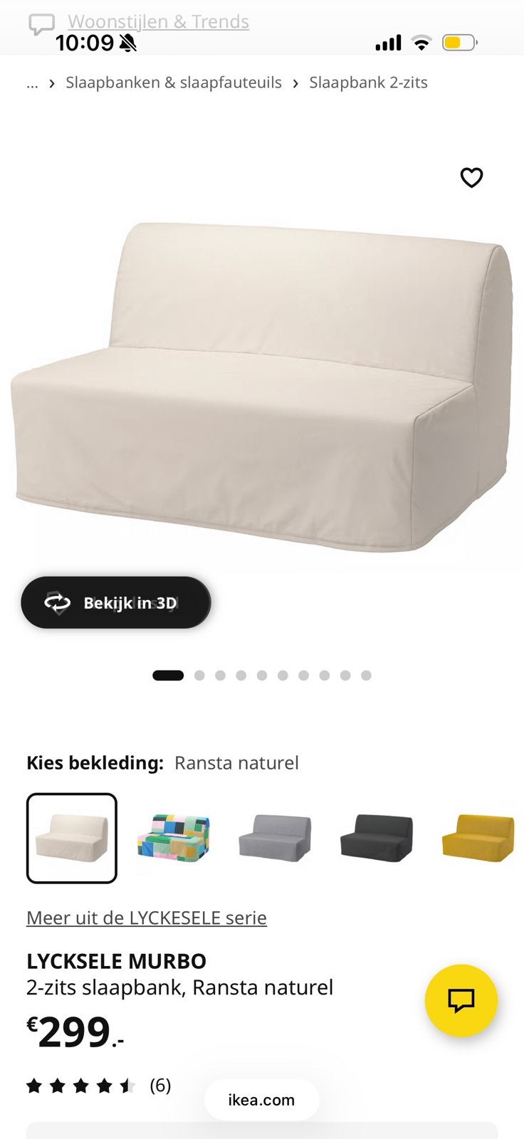 IKEA LYCKSELE MURBO 2-zits Slaapbank – Zo goed als nieuw!, Ophalen, Zo goed als nieuw, Tweepersoons, Beige