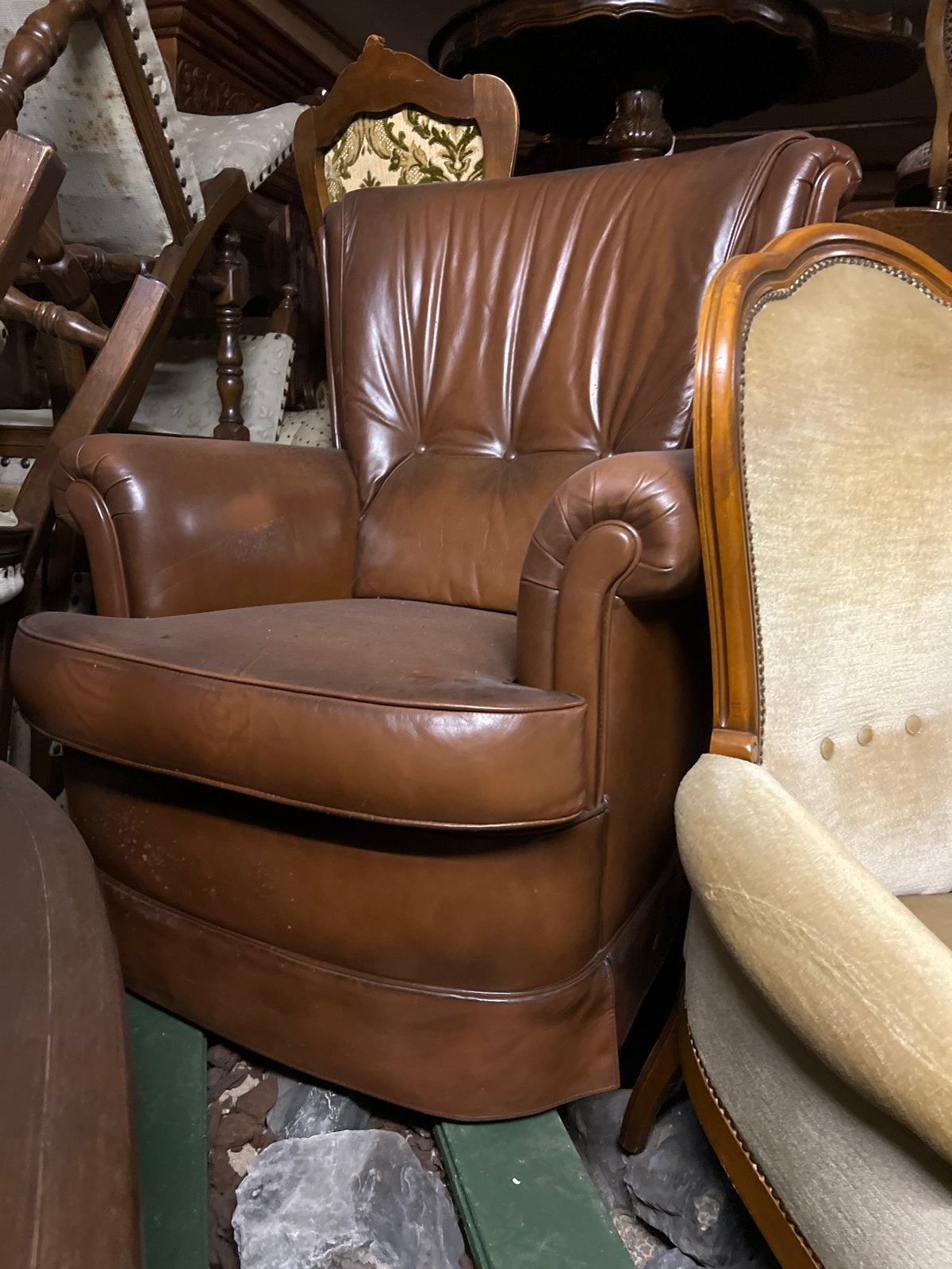 Comfortabele lederen fauteuil  MAGAZIJN OPRUIMINGEN, Huis en Inrichting, Ophalen, Gebruikt, Leer, 75 tot 100 cm