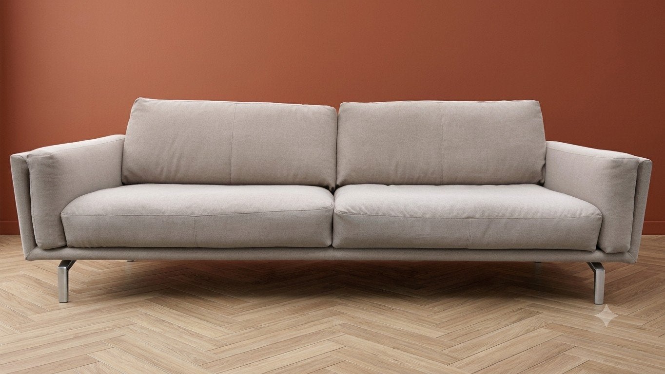 Leolux Bellice | 3-zits | Opnieuw bekleed | Wol greige, 250 tot 300 cm, Leolux, Modern design refurbished, Info@andriesign.nl