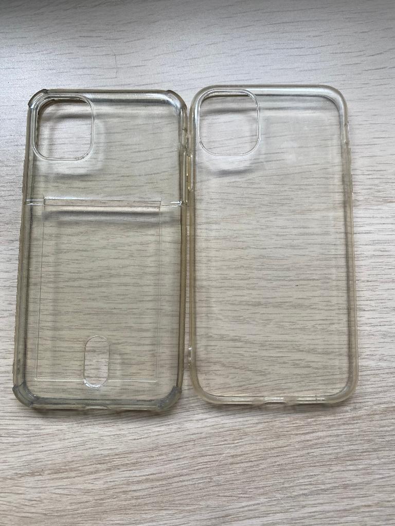 2x Transparant iPhone 11 Hoesje (1x met pasjeshouder), IPhone 11, Verzenden, Hoesje of Tasje, Siliconen