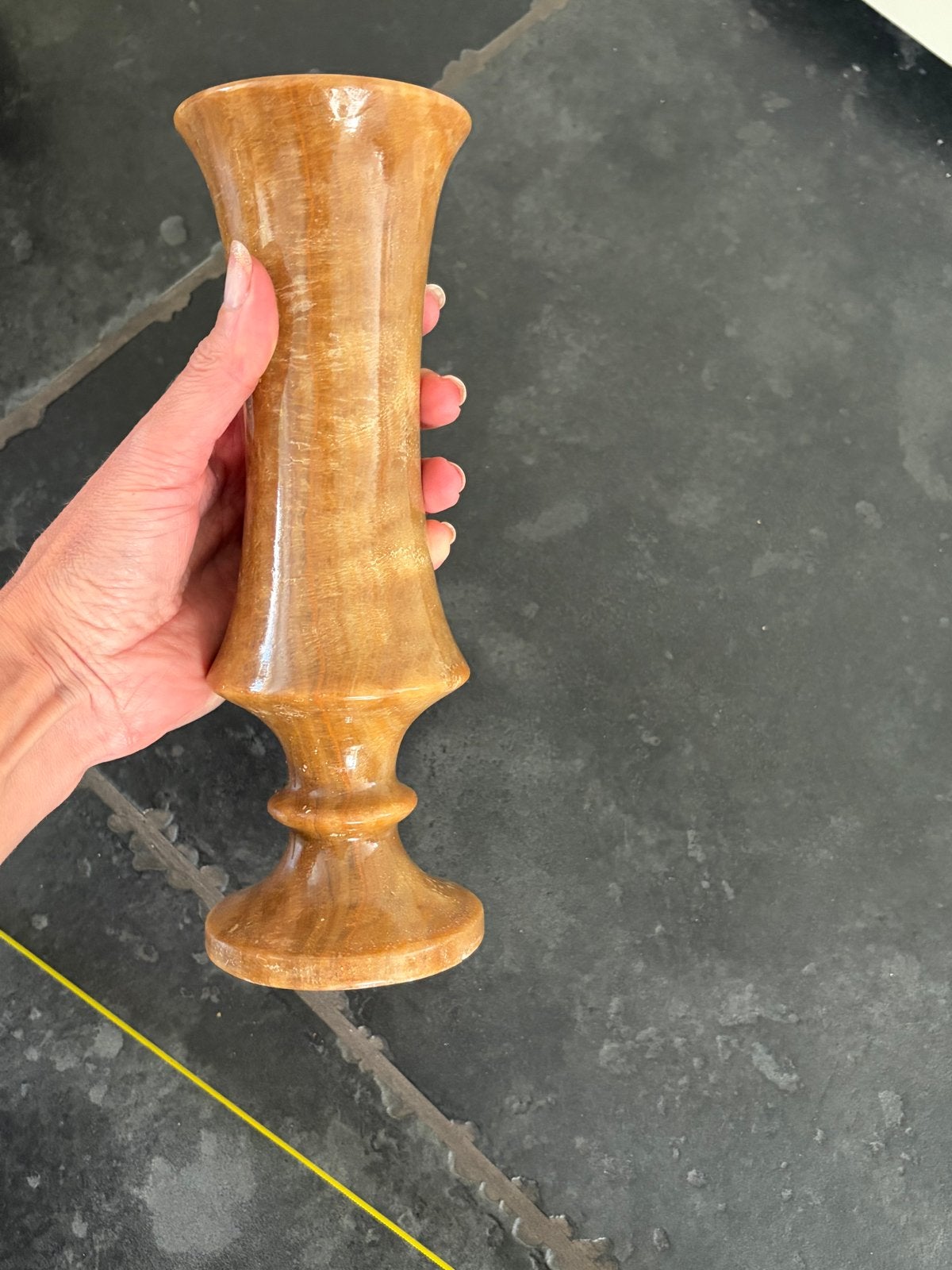 Decoratieve marmeren bruine taupe vaas - marmer, Antiek en Kunst, Ophalen