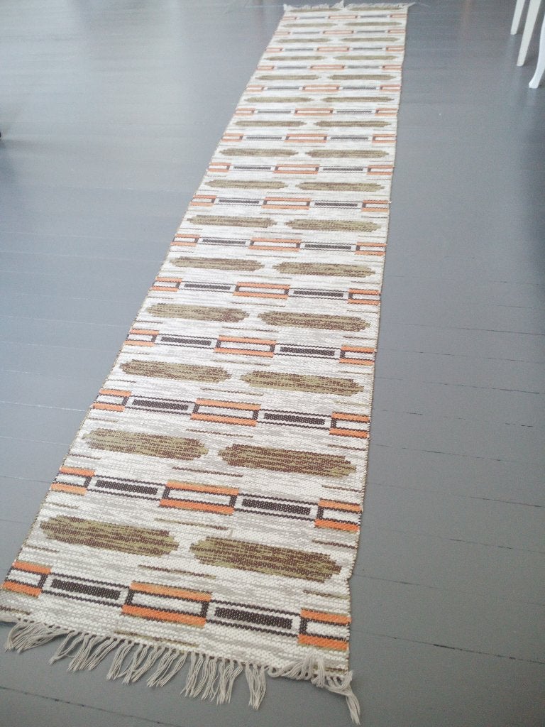 Zweedse lange kleurrijke vloerloper/gangmat/plast-matta, Huis en Inrichting, Ophalen, 200 cm of meer, Zo goed als nieuw, Plast-matta