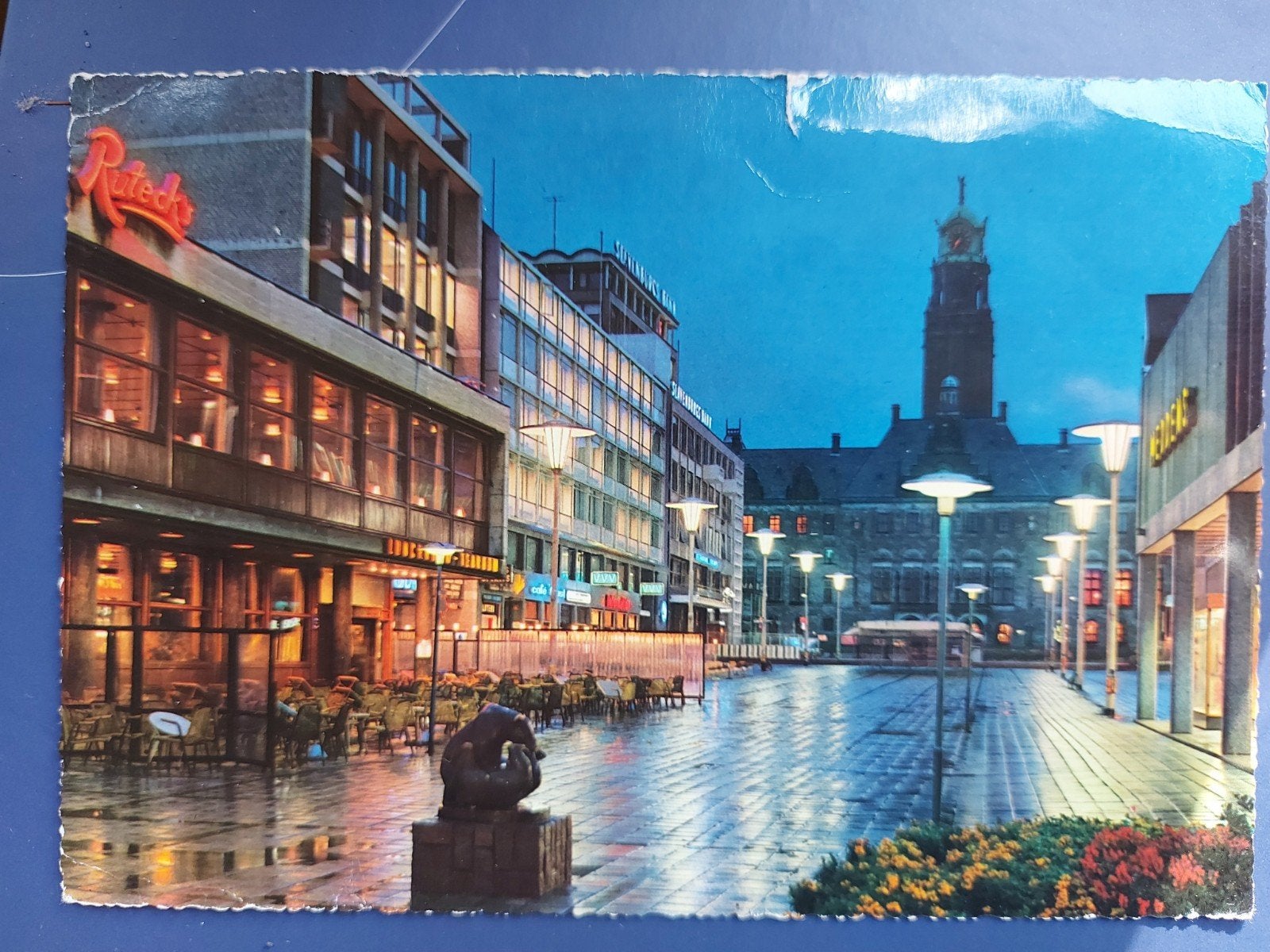 Oude grote ansichtkaart Rotterdam, Coolsingel met stadhuis, Ophalen of Verzenden, Zuid-Holland
