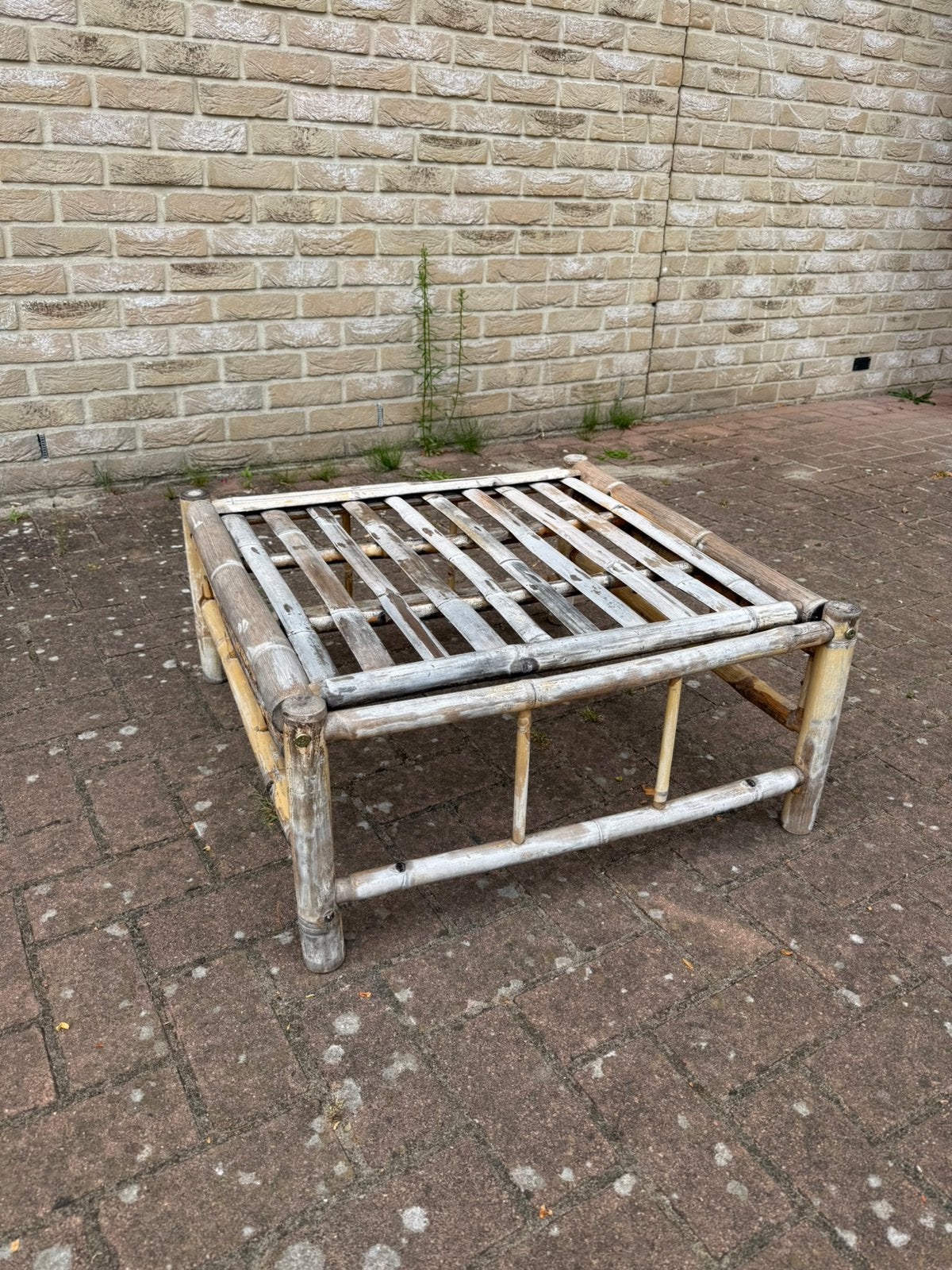 Bamboe buitentafel, Ophalen, Gebruikt, Vierkant, Hout
