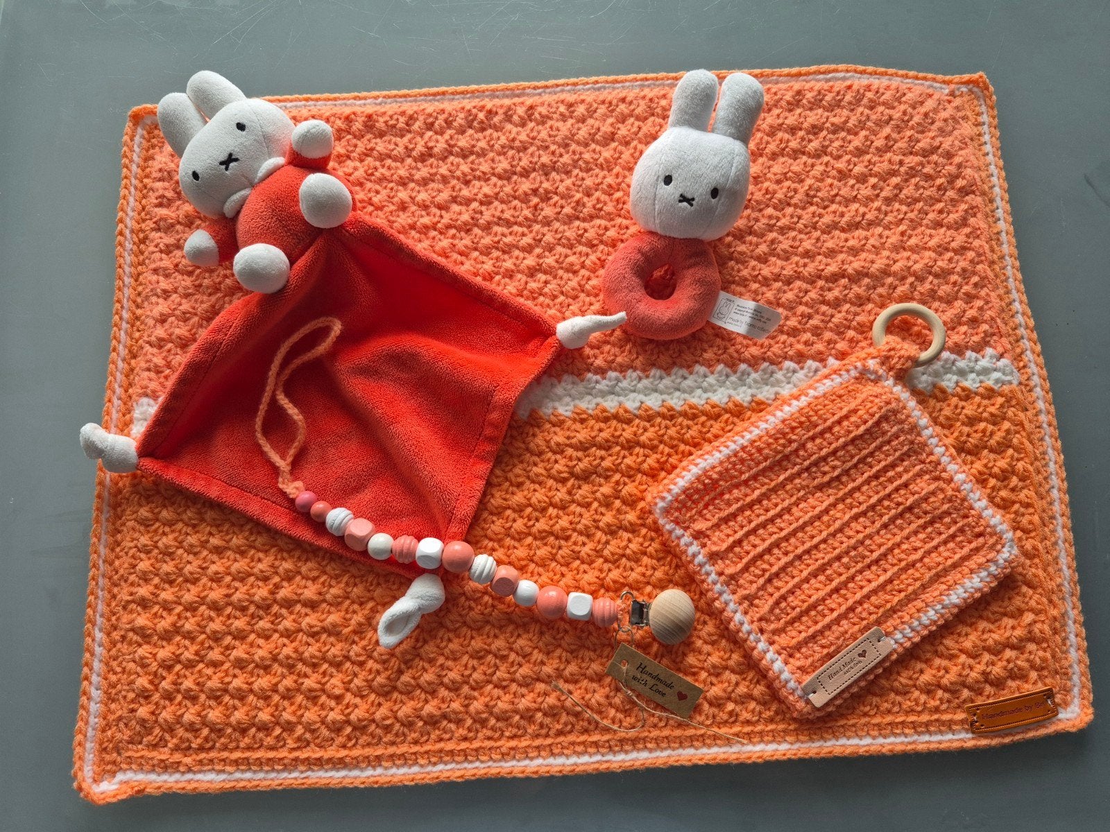 Handgehaakt babydekentje set zalm, Overige merken, Jongetje of Meisje, Handgemaakt, Nieuw