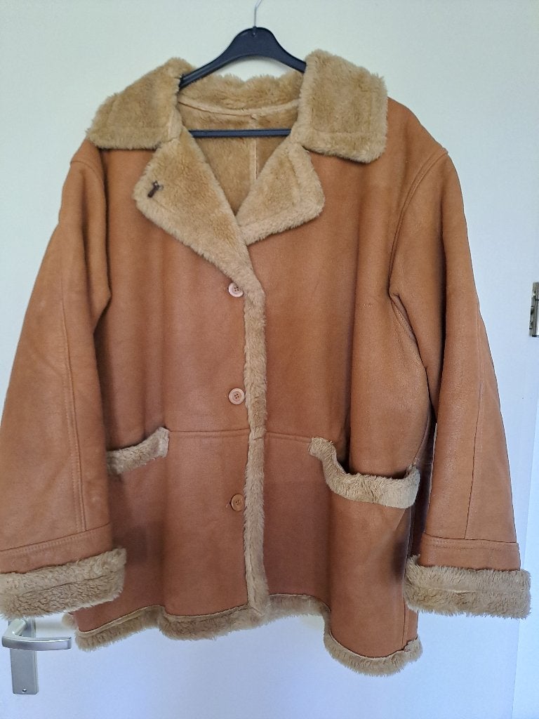 Camel teddy jas met nepsuède, maat 40/42, Bruin, Maat 42/44 (L), Ophalen of Verzenden, Onbekend