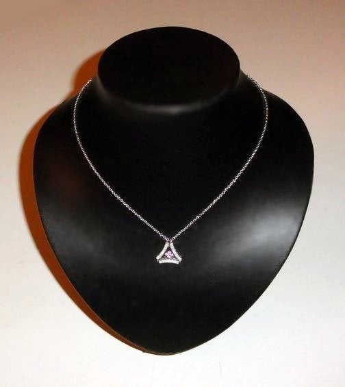 Ketting 925 zirkonia klavertje vier roze, Nieuw, Roze, Zilver, Verzenden