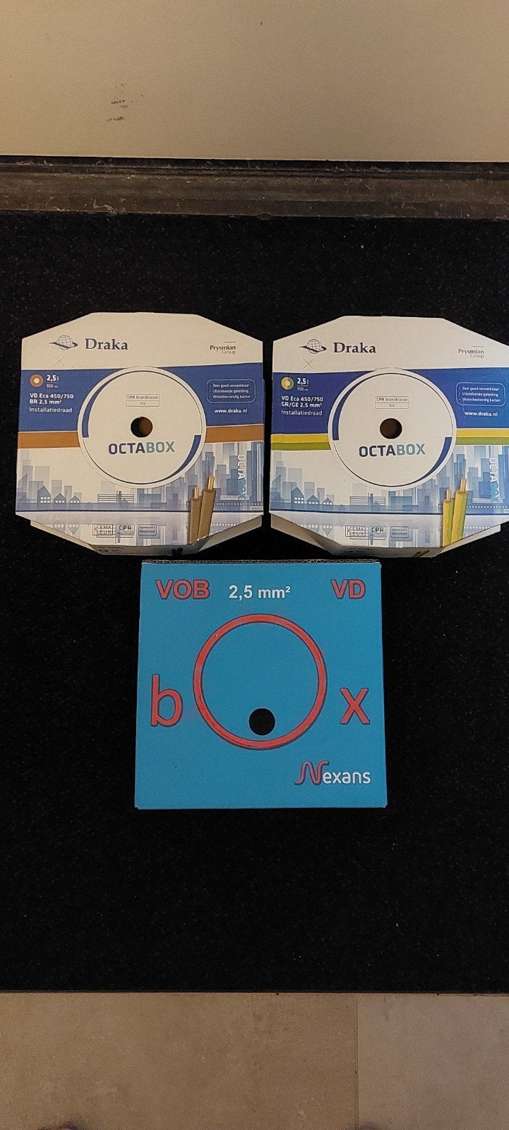 Draka Octabox VD Eca 2.5mm² Installatiedraad - 100m Octabox, Doe-het-zelf en Verbouw, Ophalen of Verzenden, Nieuw, Kabel of Snoer