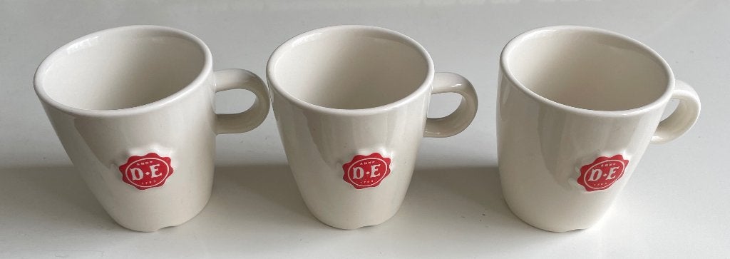 3 Senseo mokjes bekers Douwe Egberts, Gebruikt, Overige merken, Ophalen of Verzenden, Overige stijlen
