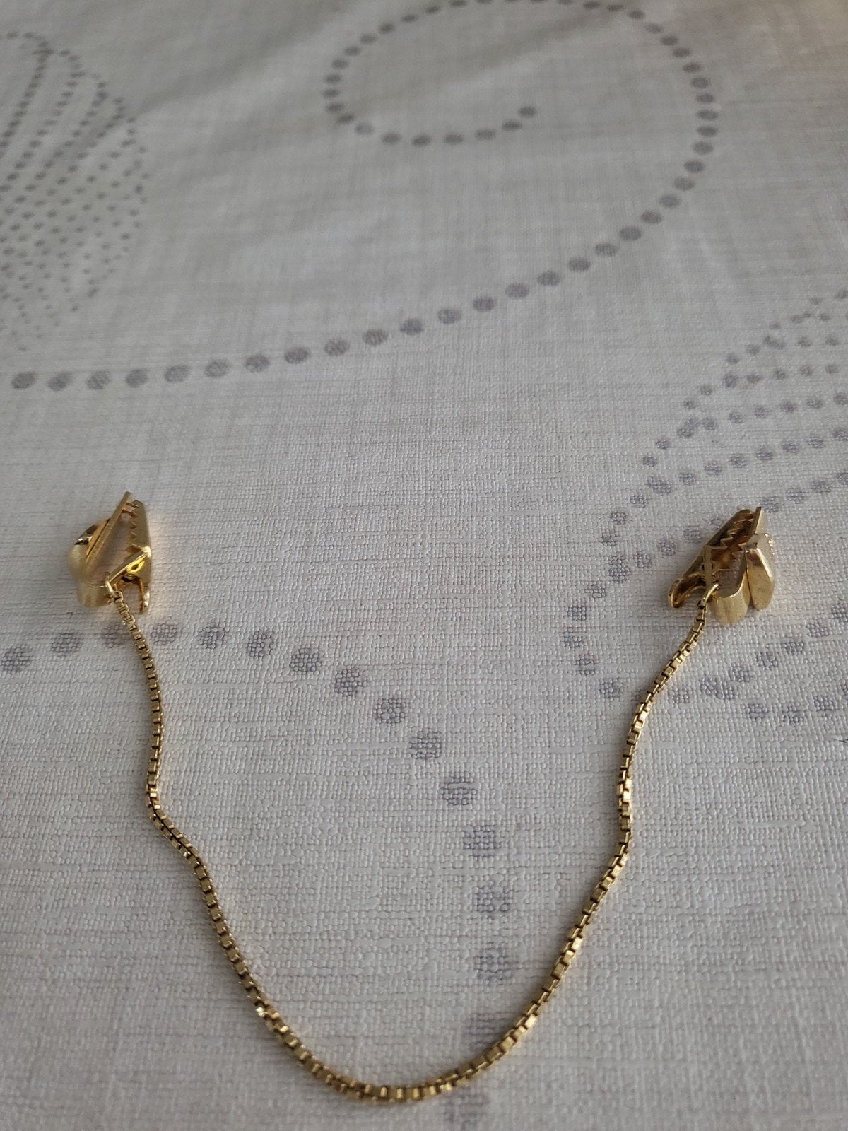 Goudkleurige ketting (kraag/revers)met clips, vintage stijl, Ophalen of Verzenden, Gebruikt, Goud, Overige materialen