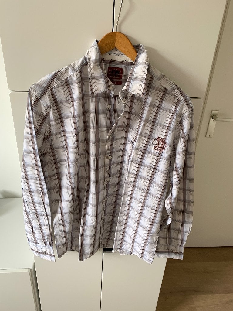 Heren blouse van Trek & Travel - Maat L - Zo goed als nieuw, Kleding | Heren, Overhemden, Trek & Travel, Wit, Ophalen of Verzenden