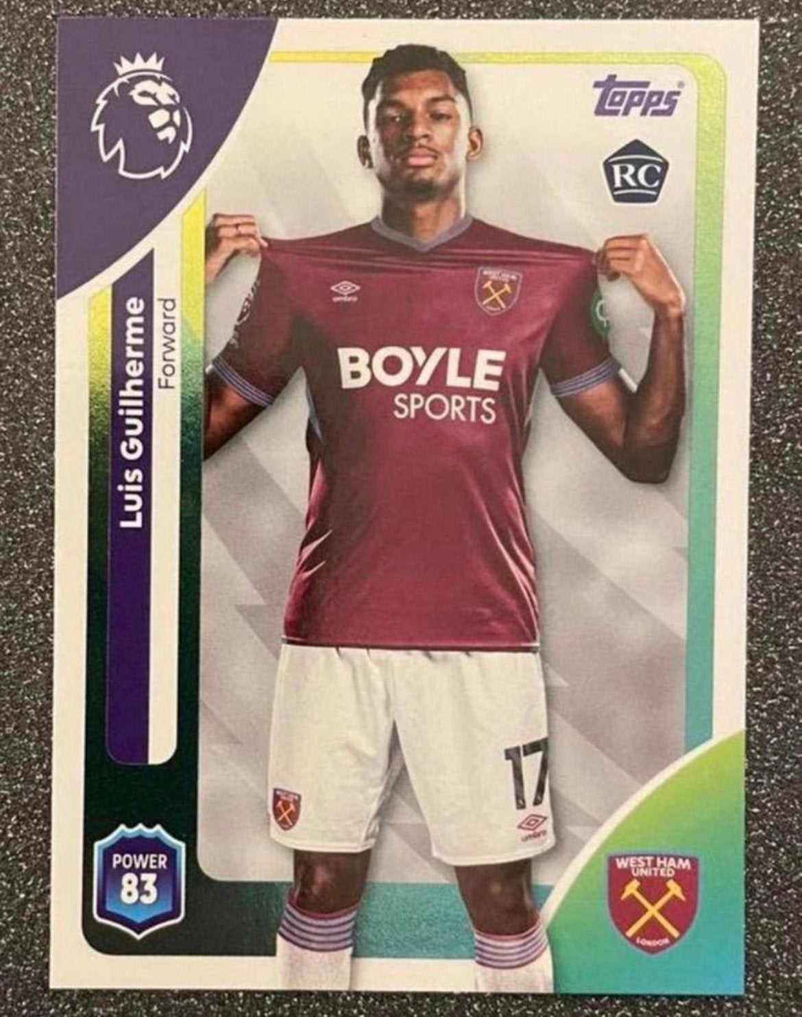 Topps Premier League 25/26 ROOKIE CARD GUILHERME WEST HAM UN, Verzenden, Zo goed als nieuw, Plaatje