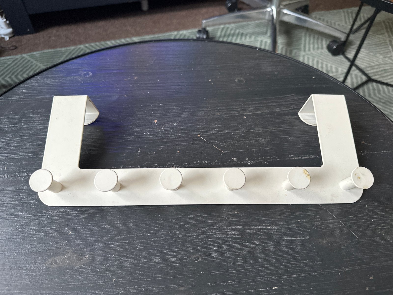 Witte deurkapstok met 6 haken, Wandkapstok, Gebruikt, Ophalen of Verzenden, Minder dan 100 cm