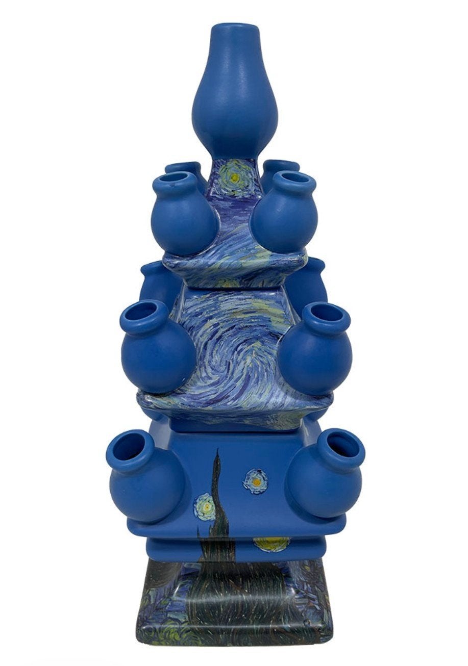 Heinen Delfts tulpenvaas De Sterrennacht Van Gogh (NIEUW), Ophalen of Verzenden, Nieuw, Blauw, 40 cm