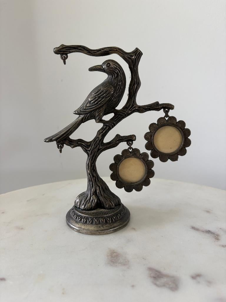 Vintage fotolijst standaard vogel met mini lijstjes, Ophalen of Verzenden, Gebruikt