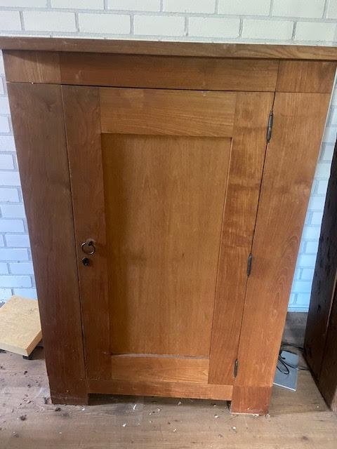 TV kast teak hout, Ophalen, Gebruikt, 100 tot 150 cm, Teakhout