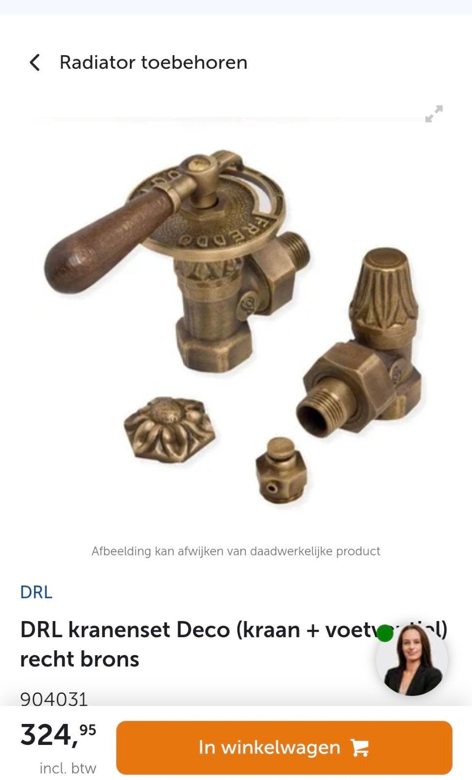 Klassieke bronzen radiator kraan - DRL kranenset Deco, Doe-het-zelf en Verbouw, Verwarming en Radiatoren, Ophalen of Verzenden