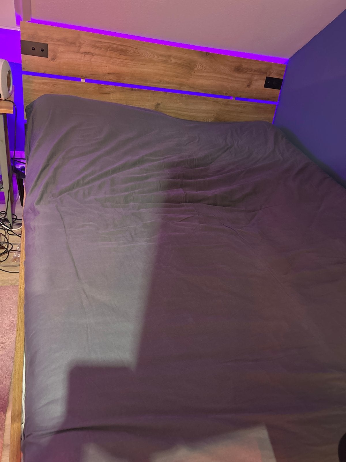 Elektrische verstelbaar Tweepersoonsbed met houten hoofdbord, Ophalen, Bruin, Tweepersoons, 200 cm