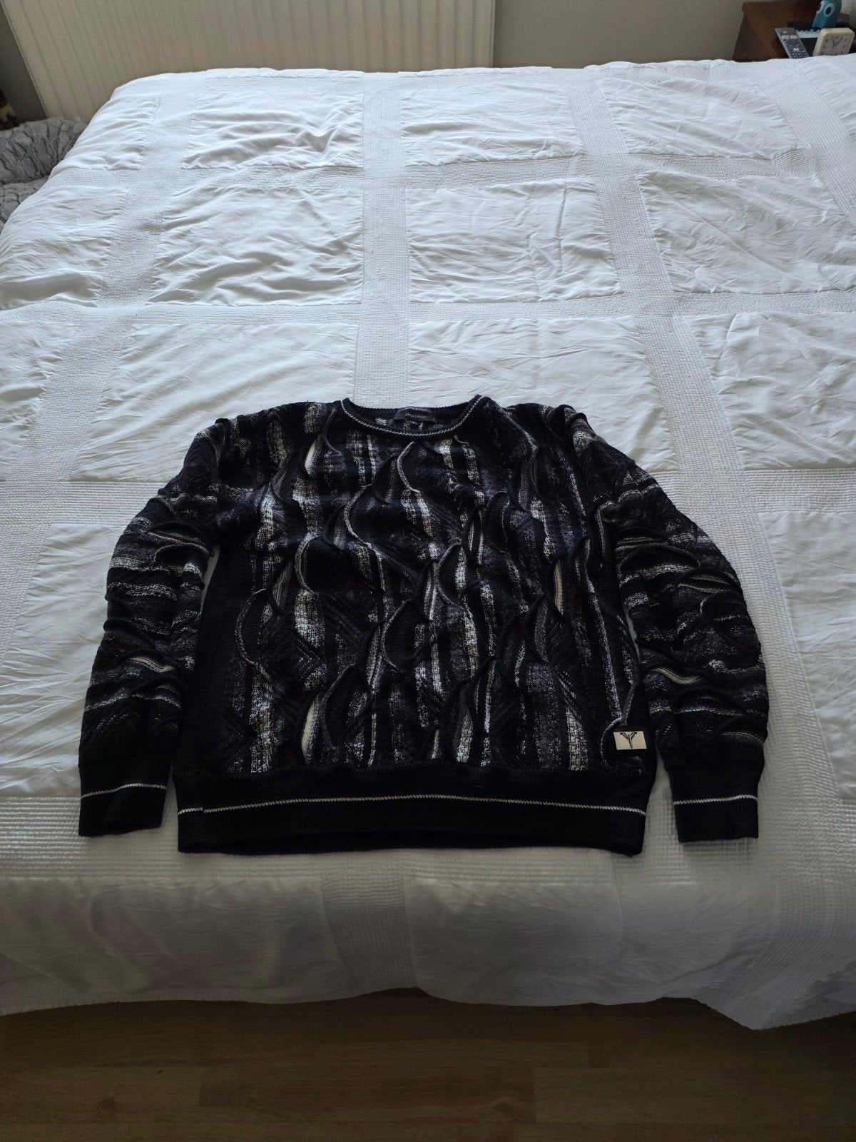 Carlo Colucci trui - Zwart/Wit/Grijs - Maat L, Kleding | Heren, Ophalen, Maat 52/54 (L), Zwart, Gedragen