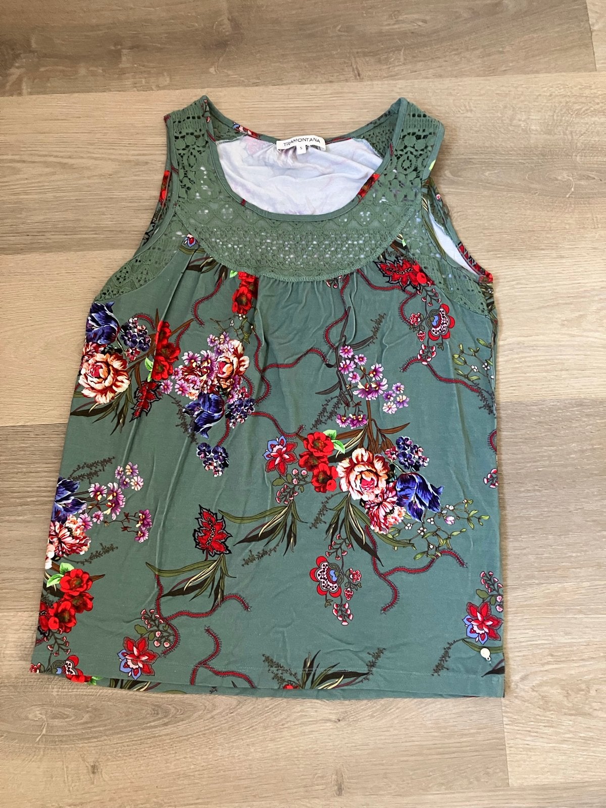 Tramontana top met bloemenprint en kanten details, Kleding | Dames, Ophalen of Verzenden, Zo goed als nieuw, Groen, Maat 36 (S)