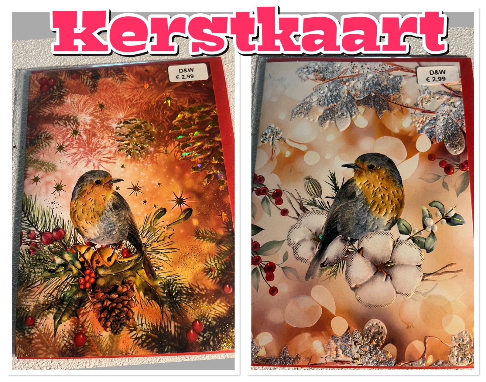 Kerstkaart met vogel, Ophalen of Verzenden, Nieuw