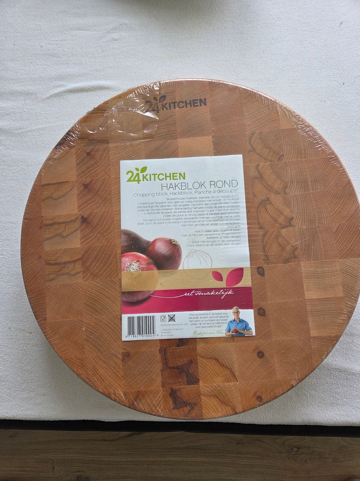 24Kitchen Rond Hakblok - Nieuw in verpakking, Huis en Inrichting, Ophalen, Hout, Snij-/serveerplank, Nieuw