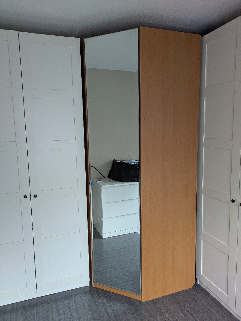 Kleding hoekkast Pax met spiegeldeur, Ophalen, Met deur(en), Gebruikt, 200 cm of meer