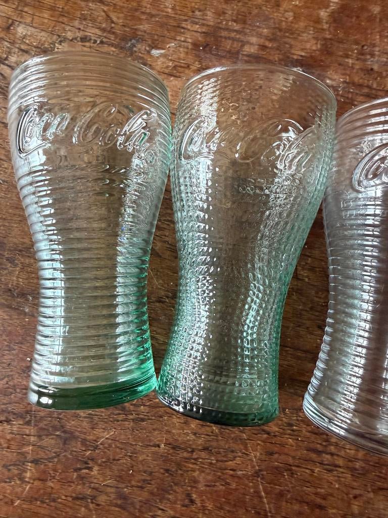 Coca Cola Glazen - 4x lichtgroen, 2x gewoon glas, Verzamelen, Merken en Reclamevoorwerpen, Ophalen, Gebruikt