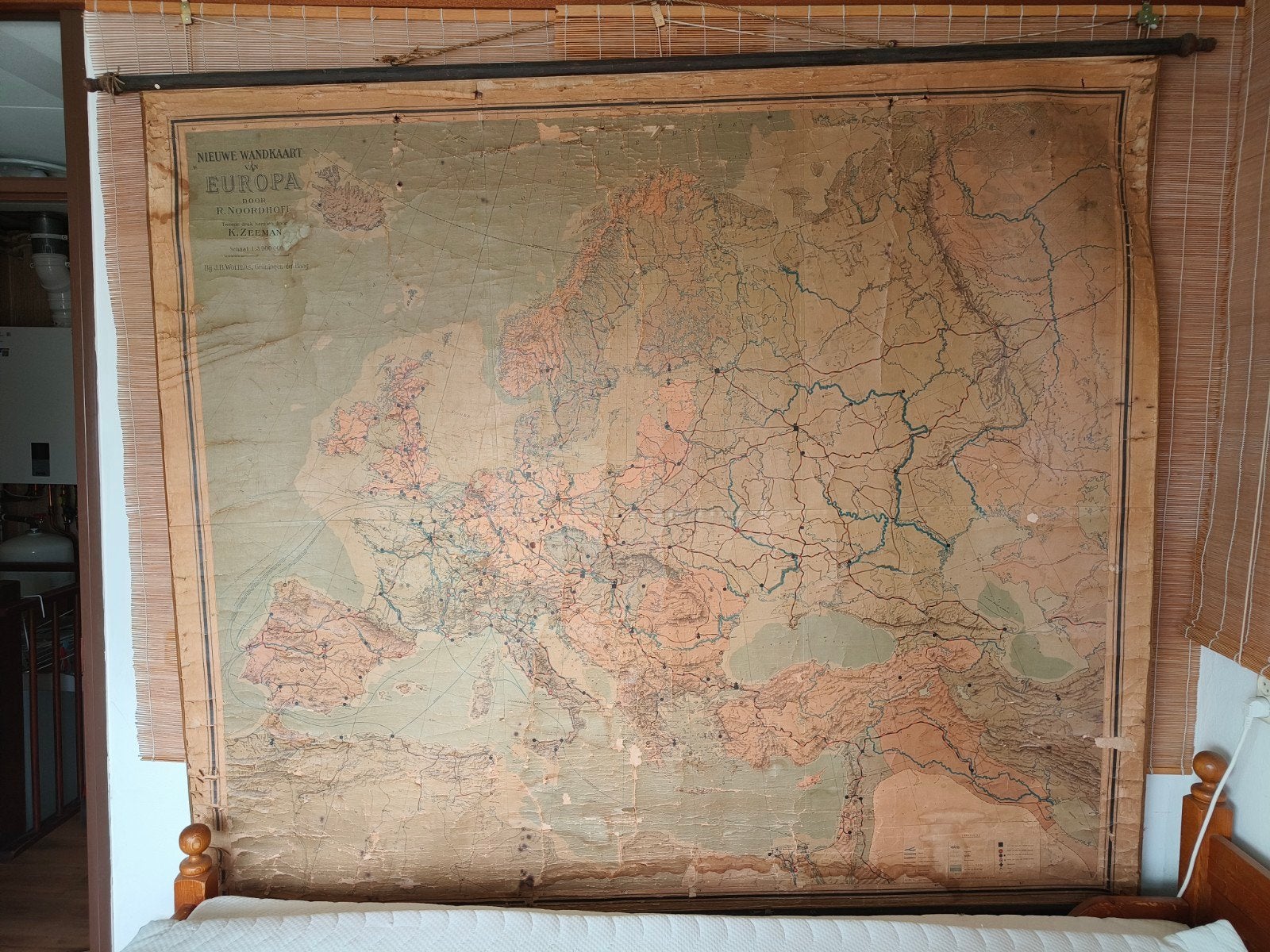 originele grote schoolplaat uit 1930/35,, Antiek en Kunst, Antiek | Schoolplaten, Ophalen, Aardrijkskunde