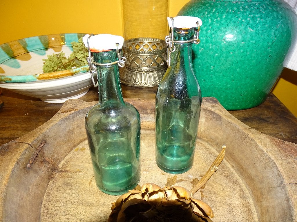 ZWEEDSE ARNÄS DRINKFLESJES TURQOUISE-BLAUW-PORSELEIN DOP, Ophalen of Verzenden