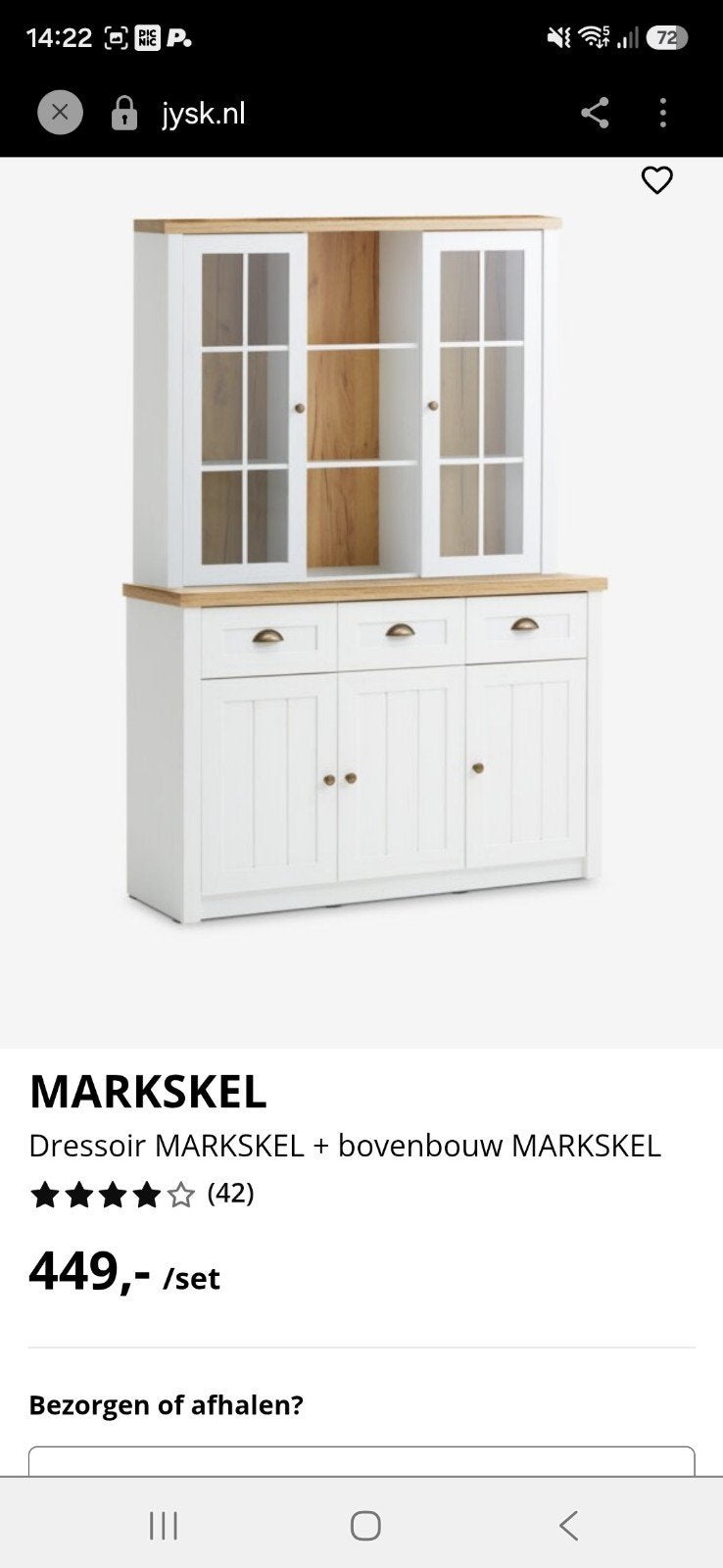 Dressoir MARKSKEL + bovenbouw MARKSKEL, Ophalen, Gebruikt, 100 tot 150 cm, Met lade(s)