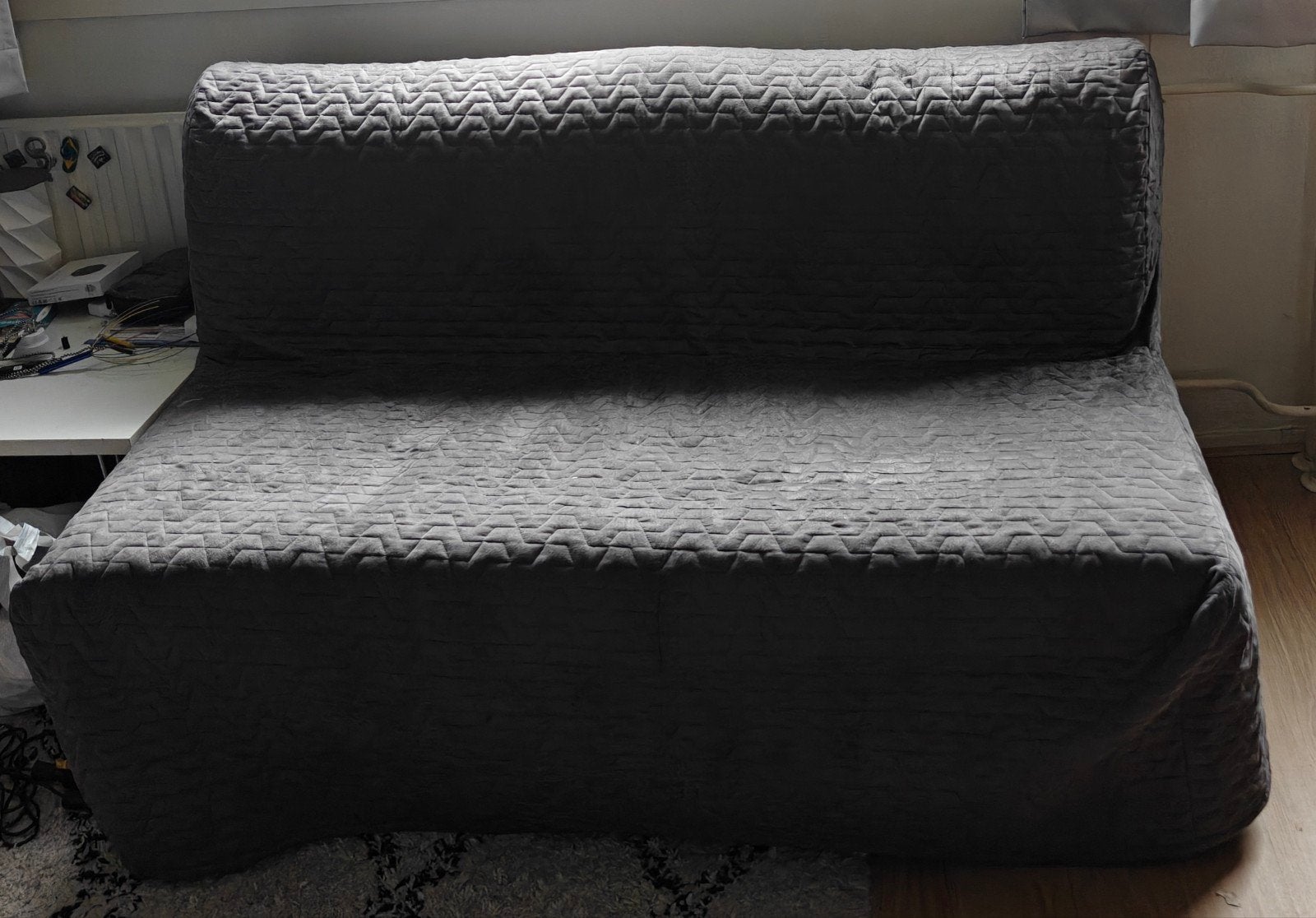 IKEA LYCKSELE HÅVET Slaapbank - Grijs, 140x188 cm, Ophalen, Gebruikt, Twijfelaar, Grijs
