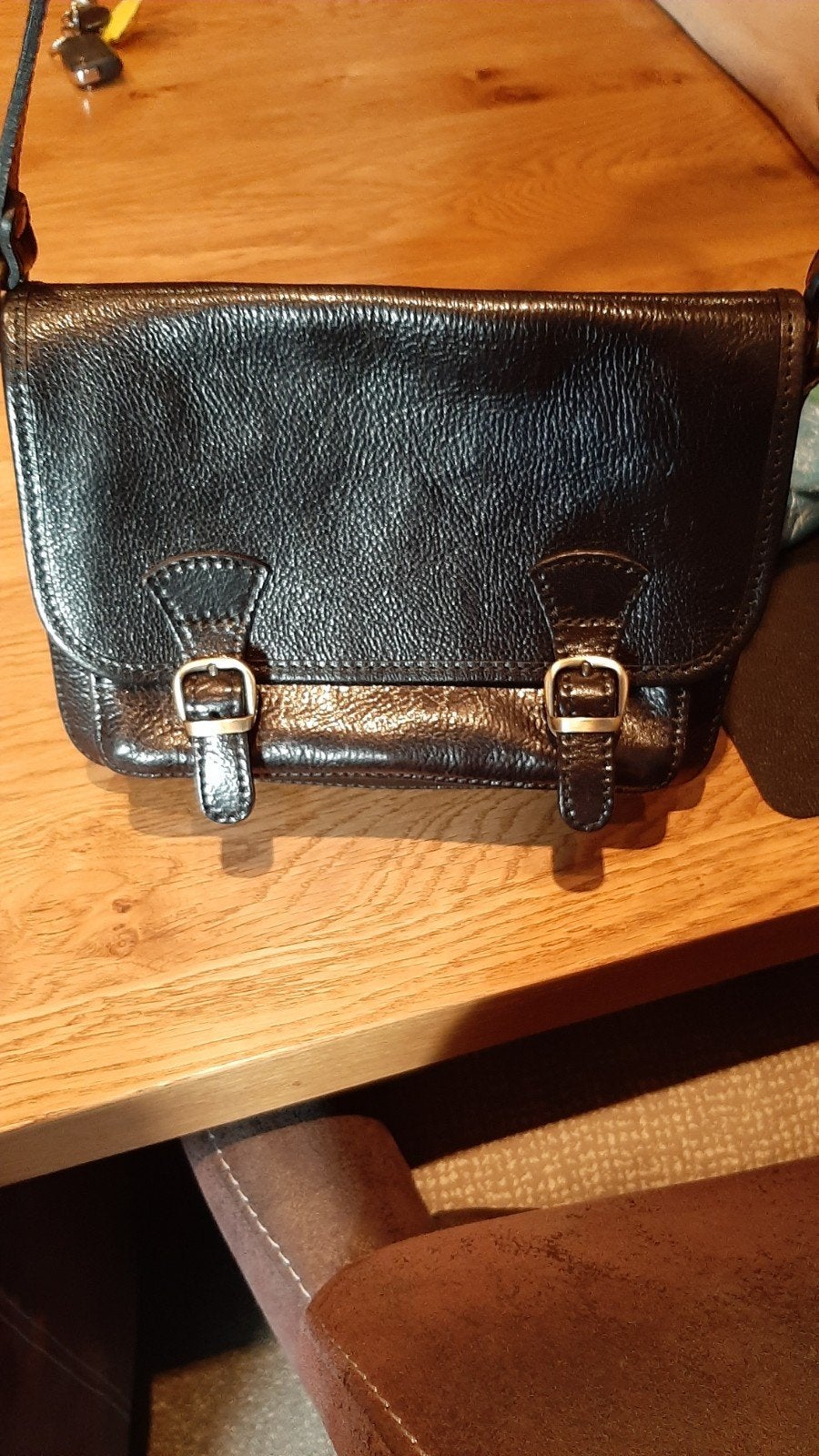 Tas (schouder) echt leer!, Sieraden, Tassen en Uiterlijk, Tassen | Damestassen, Ophalen of Verzenden, Zwart, Schoudertasje