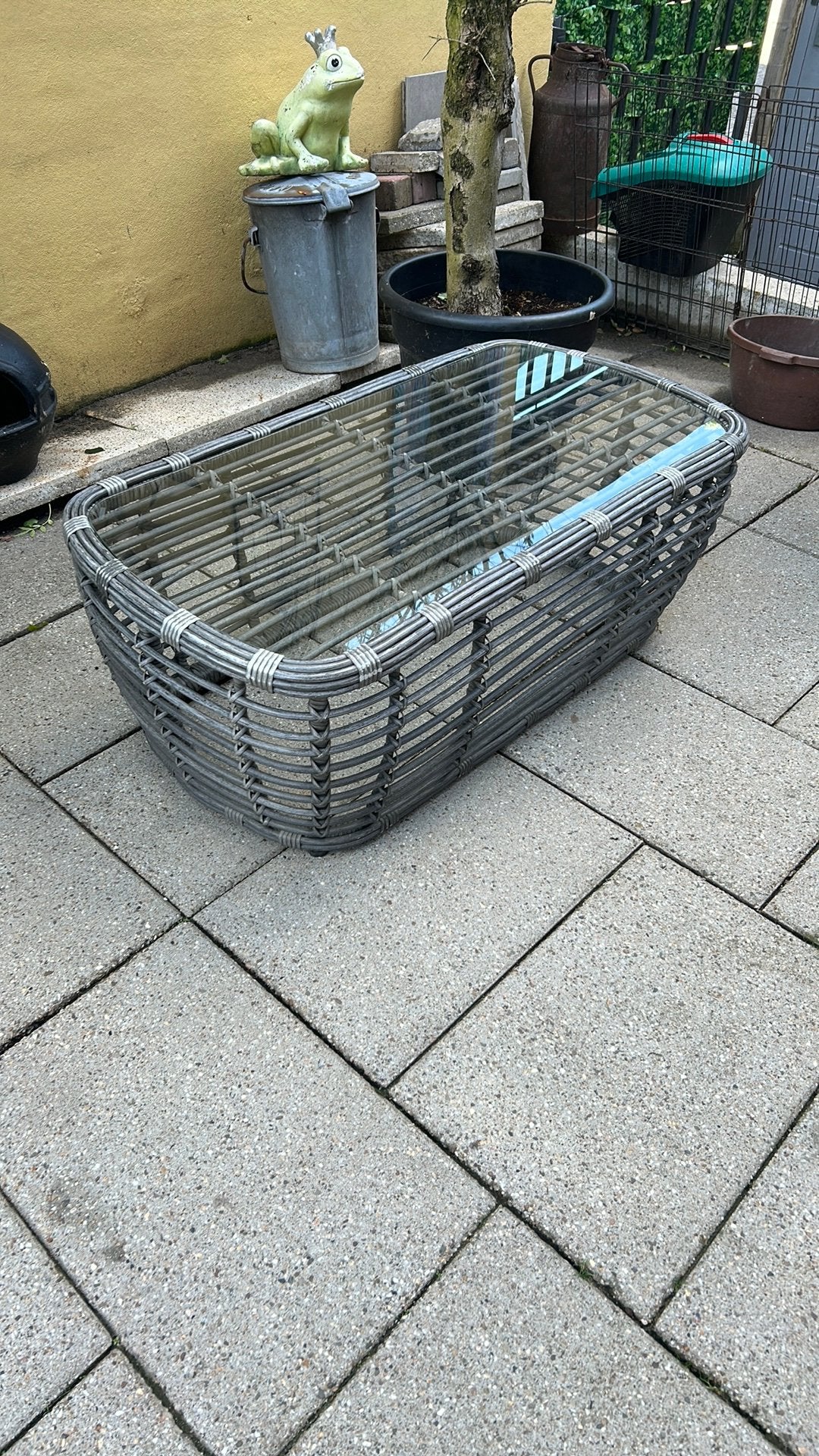 Loungetafel / tuintafel met glasplaat 116x61x 44cm, Tuin en Terras, Tuinsets en Loungesets, Ophalen, Zo goed als nieuw, Aluminium