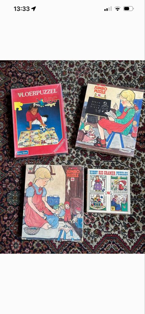 Vintage Rie Cramer Puzzels - Jumbo & Kiddy, Ophalen of Verzenden, Meer dan 50 stukjes, Gebruikt