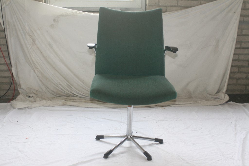 Vintage Jaren '60 De Wit 334 Chroom Bureaustoel Groen, Ophalen, Gebruikt, Bestaat niet meer, N.v.t.