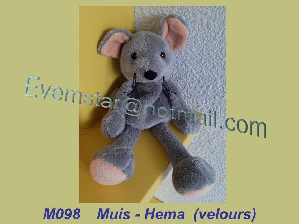 M098 Muis - Hema : grijs muisje met magneetjes (20cm), Ophalen, Zo goed als nieuw, Muis, Hema