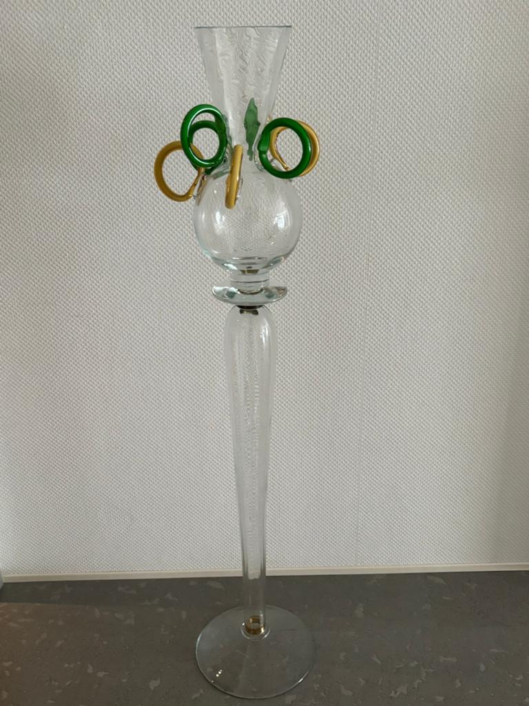 Borek sipek gelimiteerde geblazen vaas 137 hoog, Ophalen, Groen, Glas, 75 cm of meer